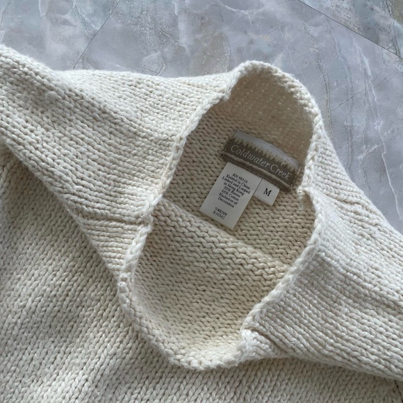 Coldwater Creek Floral Embroidered Patchwork Cream Sweater - Picture 5 of 8